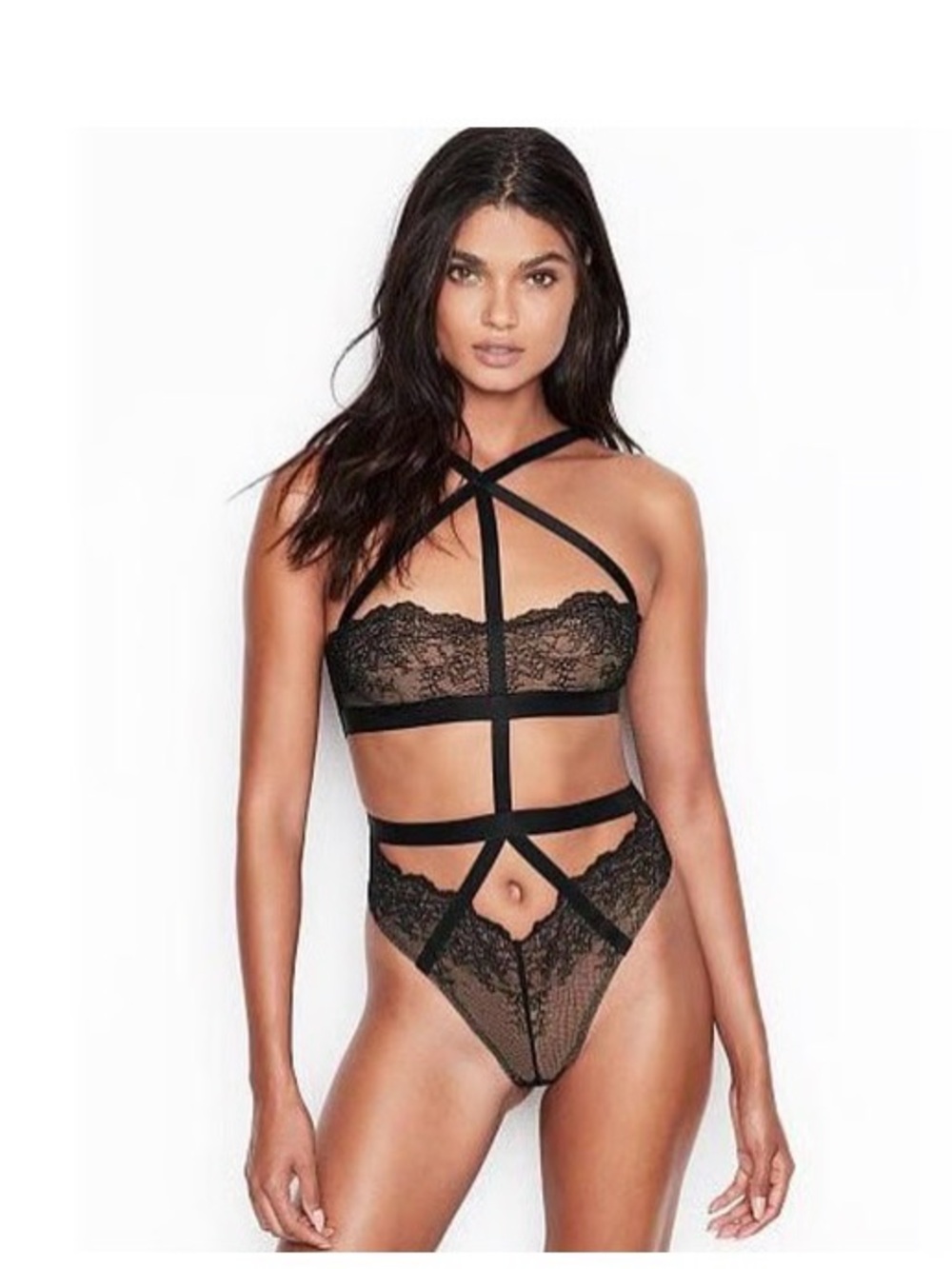 Victoria's Secret Very Sexy Snake Charmer Caged Lace Teddy Bodysuit size Large